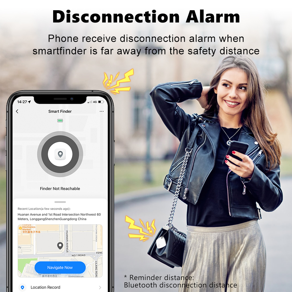 ROVF Tuya Bluetooth Key Finder Wireless Smart Tracker Anti-lost Tracker Child Bag Wallet APP Record 80DB for Phone Key Bag. 