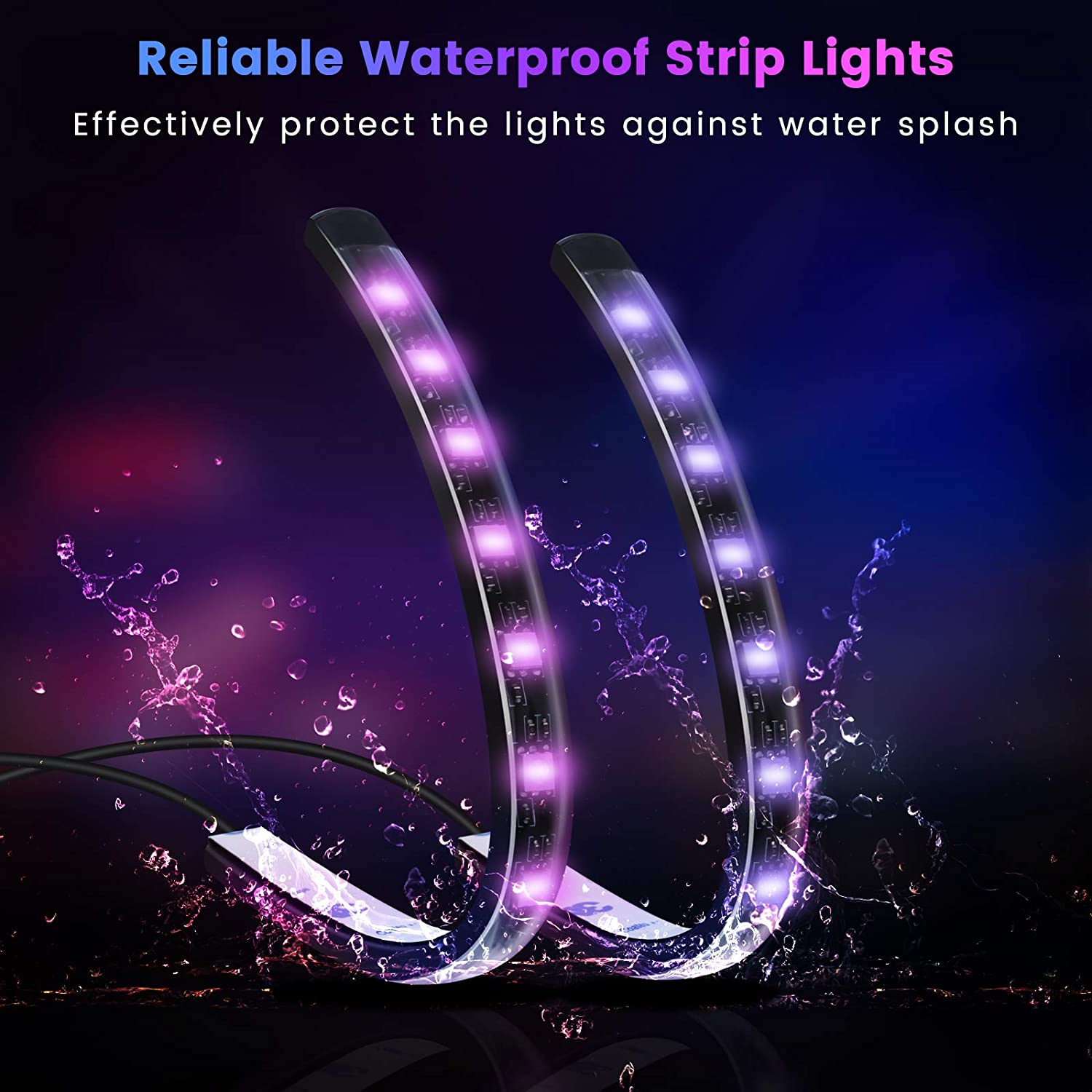 4 in 1 LED Car Interior Decoration Light Strip Bluetooth APP Control RGB Car Atmosphere Ambient Lamp Light USB Charge Waterproof-72LED USB Plug---. 