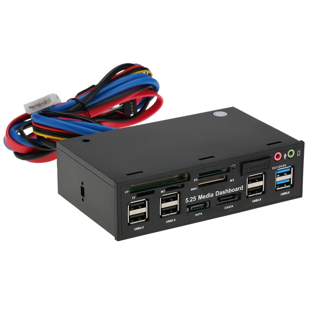 Multi-Function USB 3.0 Hub eSATA SATA Port Internal Card Reader PC Media Front Panel Audio for SD MS CF TF M2 MMC Memory Cards