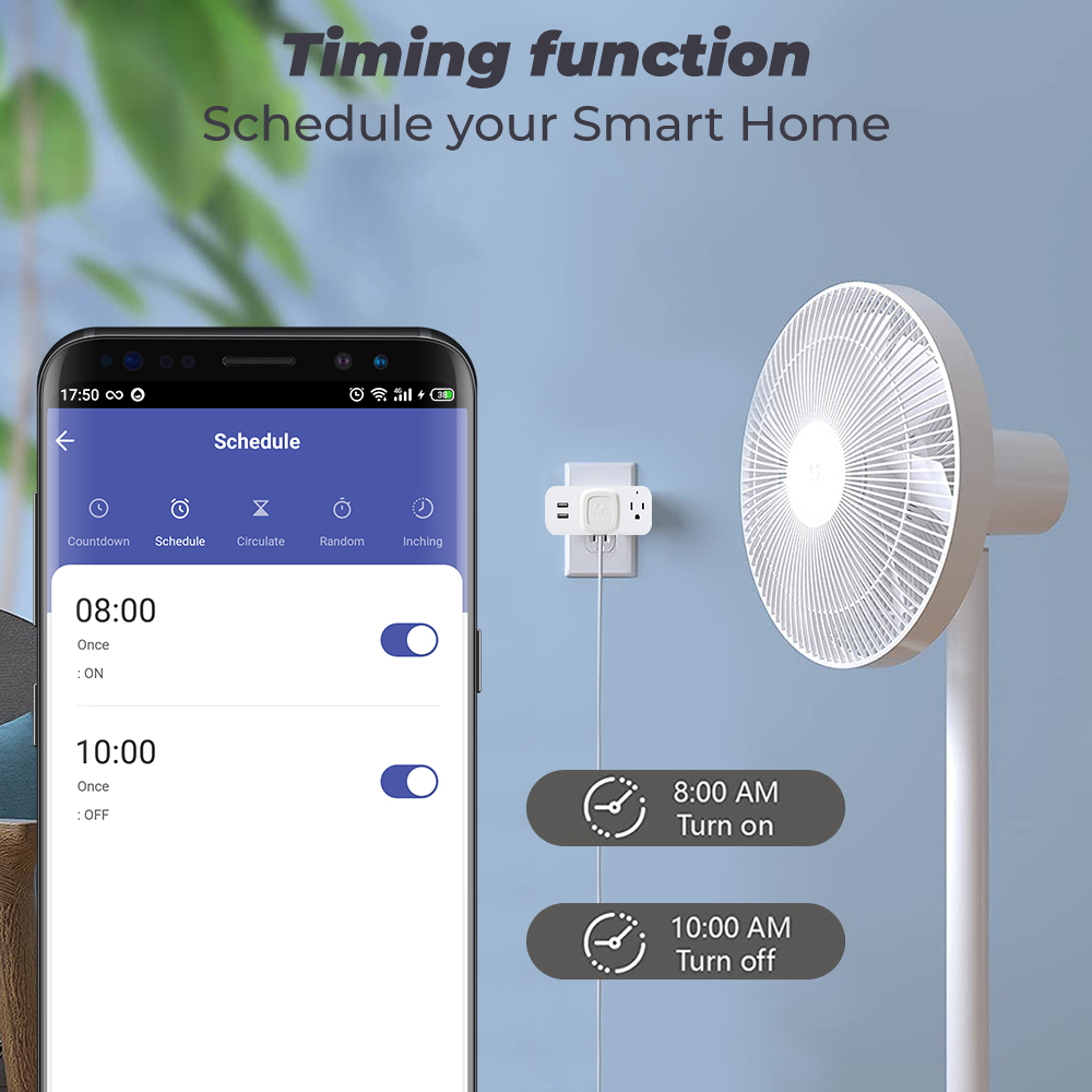 ROVF - Tuya/Smartlife - Wifi Smart Usb Socket - multi plug socket - Power Strip - 16A US Plug Adapter - for Google Home Alexa. 