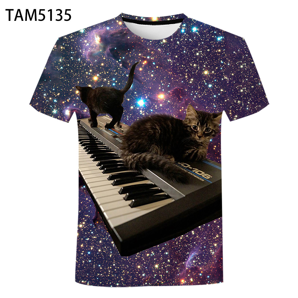 רעם חתול 3D הדפסת החולצה חתול בנים ובנות 2021 קיץ קצר שרוול עליון