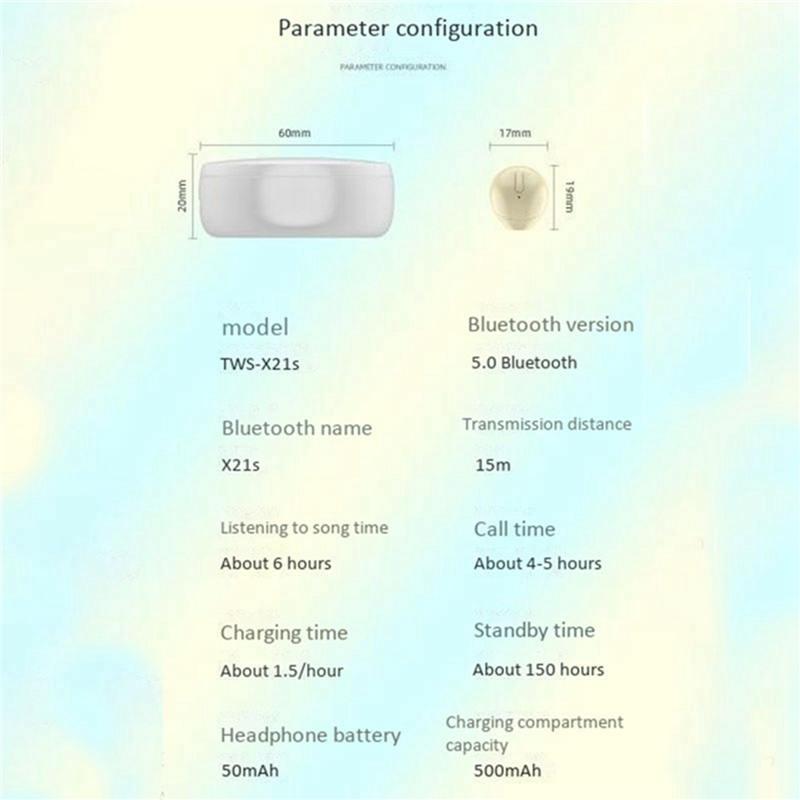 JAERBEE 4x Mini X21S Bluetooth 5.0 Wireless Earbuds with Wireless Charging Case Invisible Mini Bluetooth Earphones Skin Tone. 