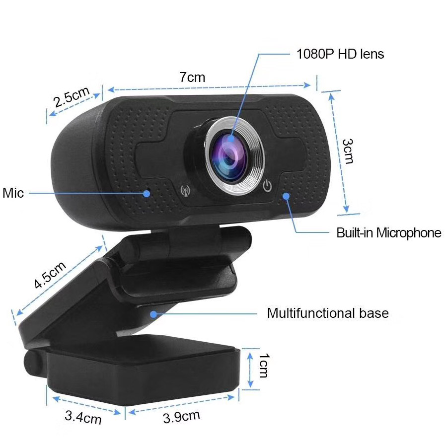 Webcam Full HD 1080P Webcam For Online Teaching Video Calling Recording Web Cam Computer PC Laptop Camera. 