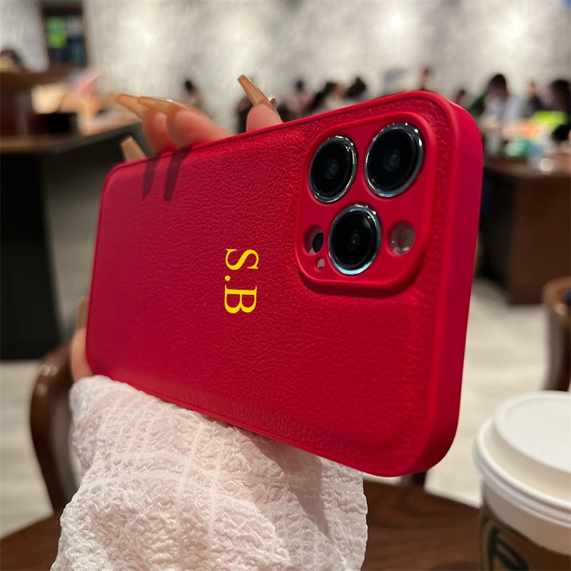Personalized Customized Name Letter Phone Case For iPhone 14 13 Pro Max 12 11 X XS XR 7 8 Plus SE Leather Protective Back Cover. 