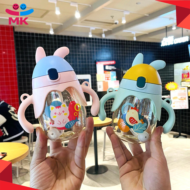 Cute Cartoon Animal Children Cup For Outdoor Travel School Leakproof Choking Proof Baby Feeding Cups With Straws Portable Baby Water Bottle 280ml