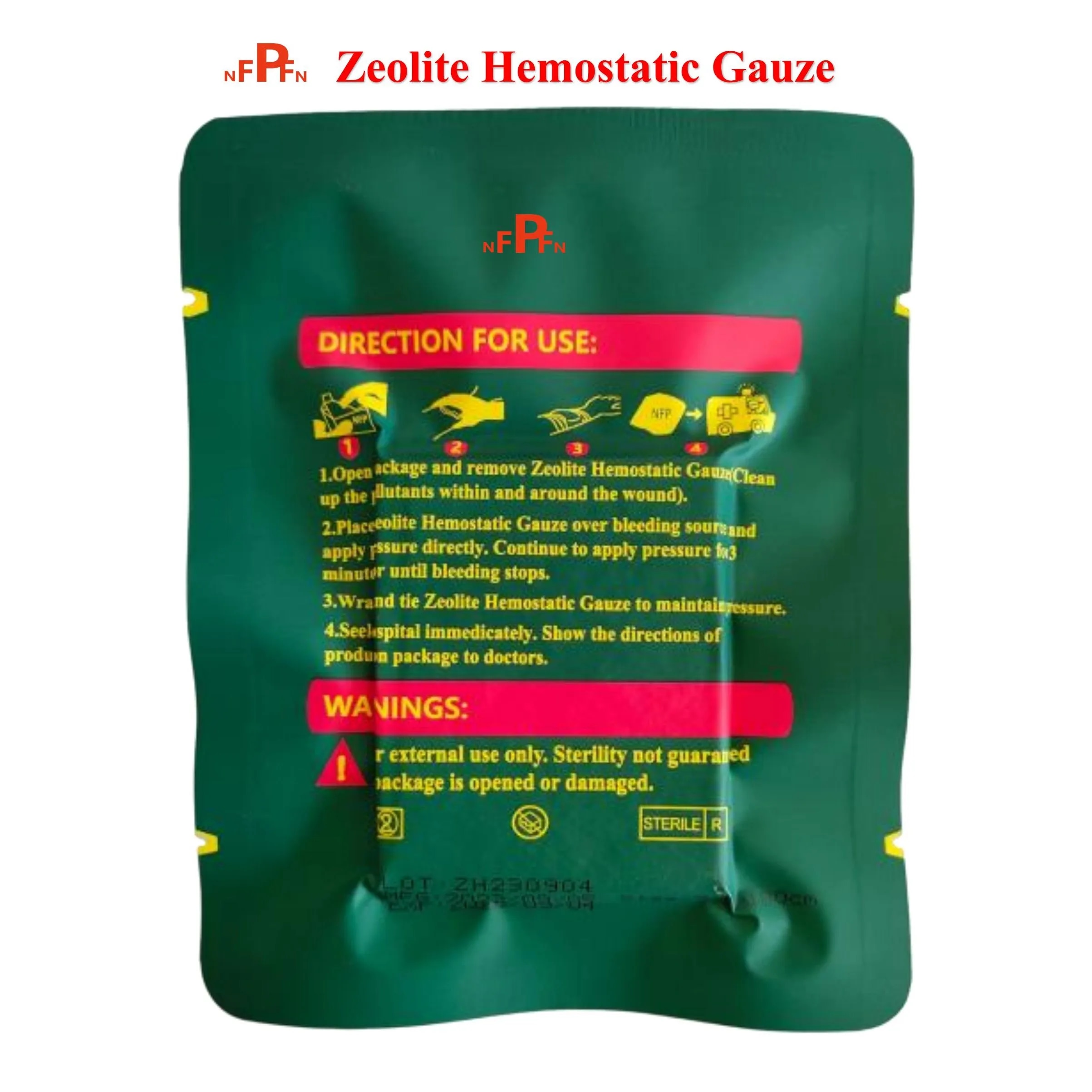 TCCC Tactical Zeolite Hemostatic Gauze Emergency Outdoor Binding Fixed Bandage First Aid Kit Medical Wound Dressing. 