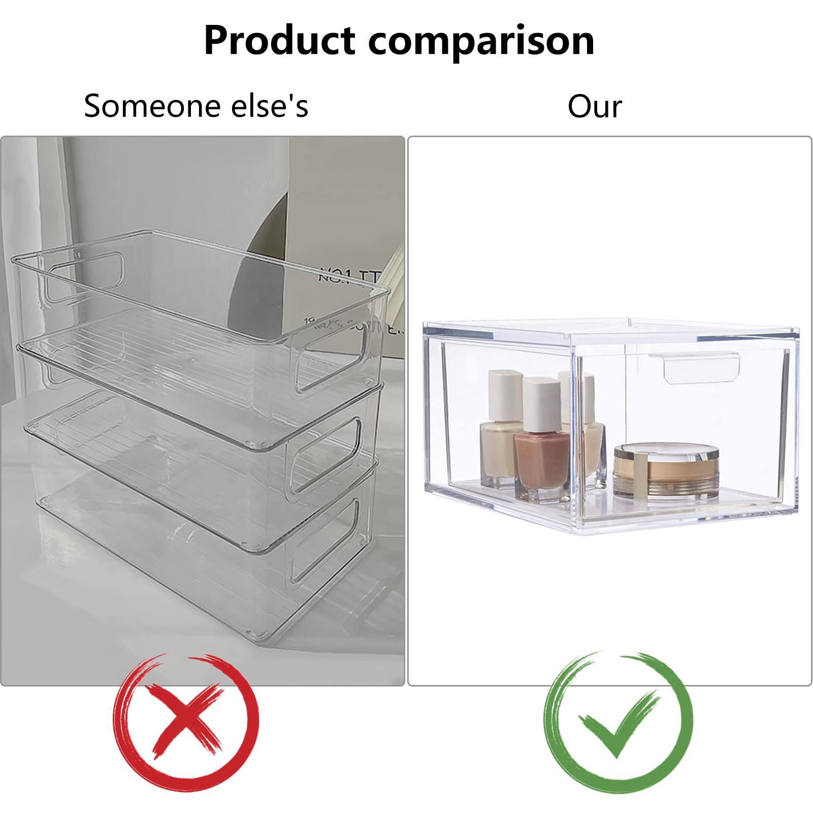Plastic Organizer Drawer Space-saving Pantry Organization Storage Drawer. 