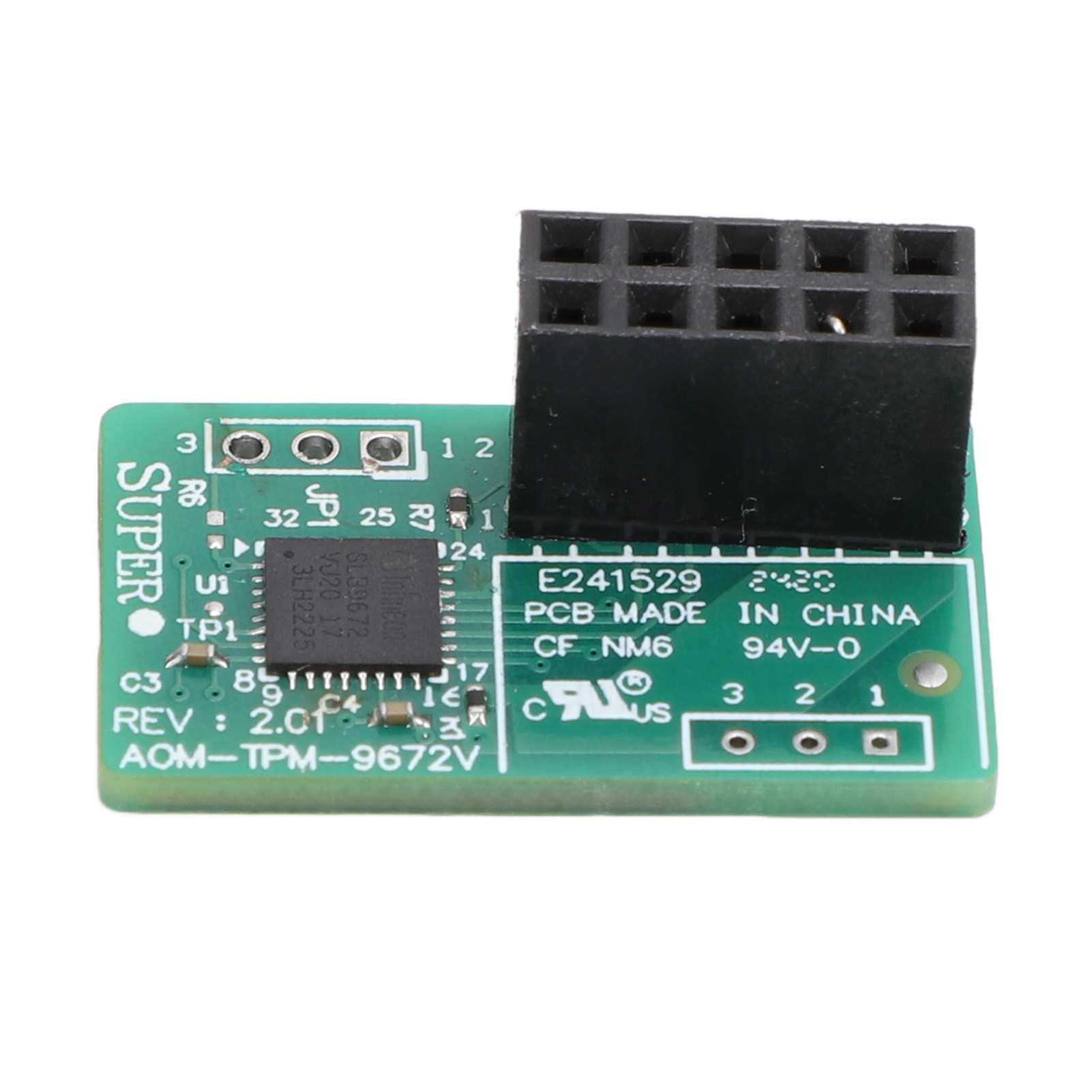 TPM 2.0 Module 10 Pin SPI Parallel AOM TPM 9672V Trusted Platform for SuperMicro Motherboard 10 Pin TPM Header. 