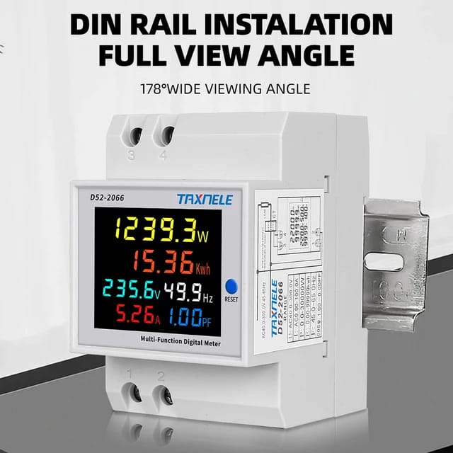 TAXNELE 6 IN1 Display D52-2066 Smart Meter AC40-300V Built-in CT Monitor Voltage Current Power KWH Electric Frequency Meter. 