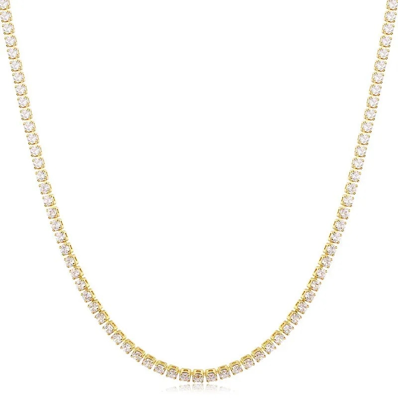 【Lejia】35cm+5cm 2mm Tennis CZ Short Choker Necklace Girls Jewelry Collier Collares Kolye 14"
