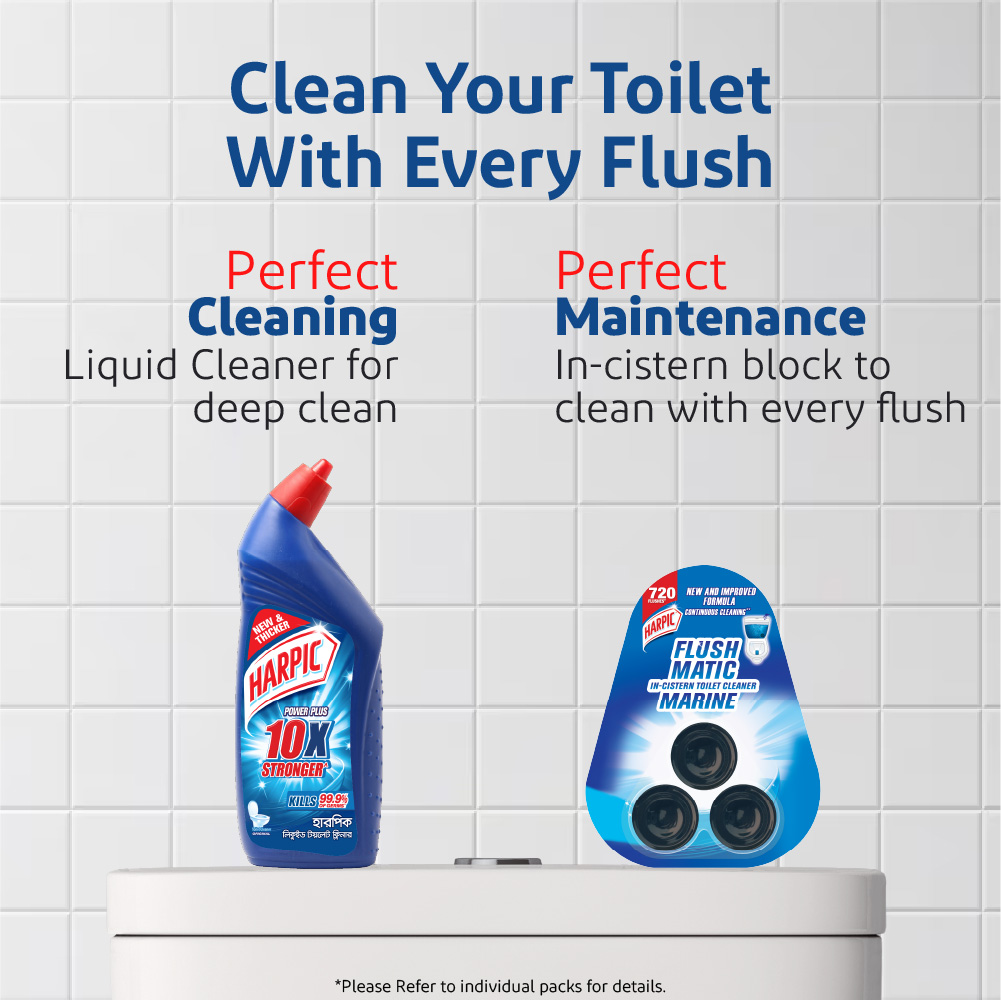 Harpic Flushmatic Marine In Cistern Toilet Cleaner Blocks (50g X 3pcs) Automatic Cleaning with Every Flush. 