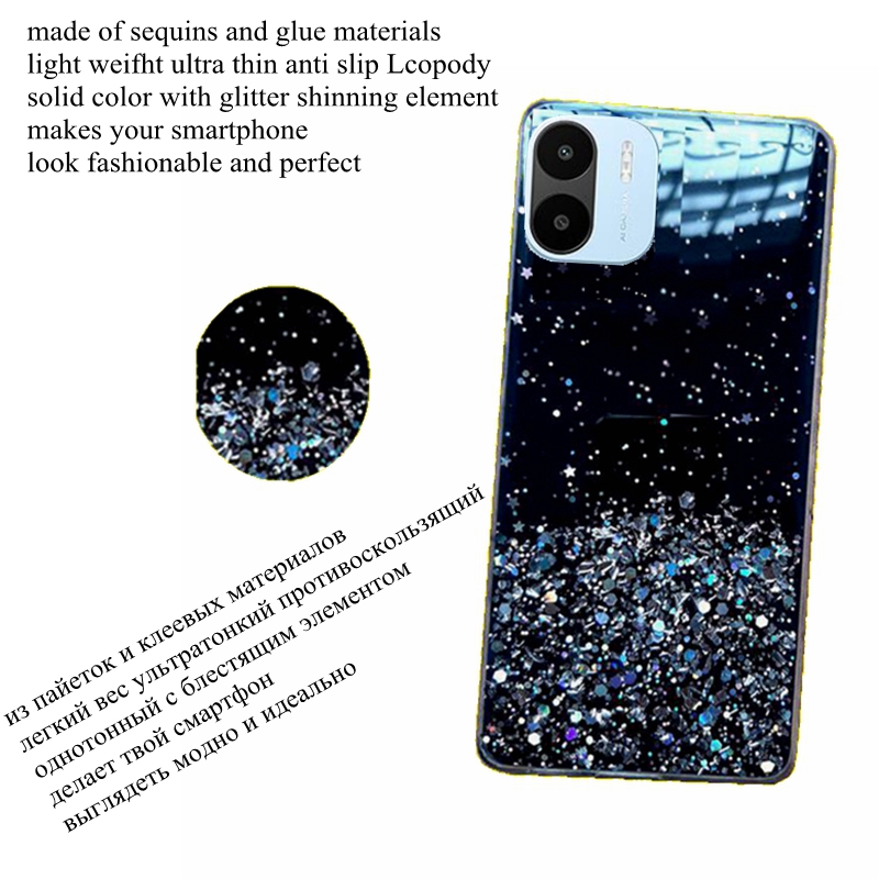 Soft Full Cover For redmi A1 redmiA1 Back cover CAPA Bling Glitter Phone Case For xiaomi redmi A1 A 1 1A. 