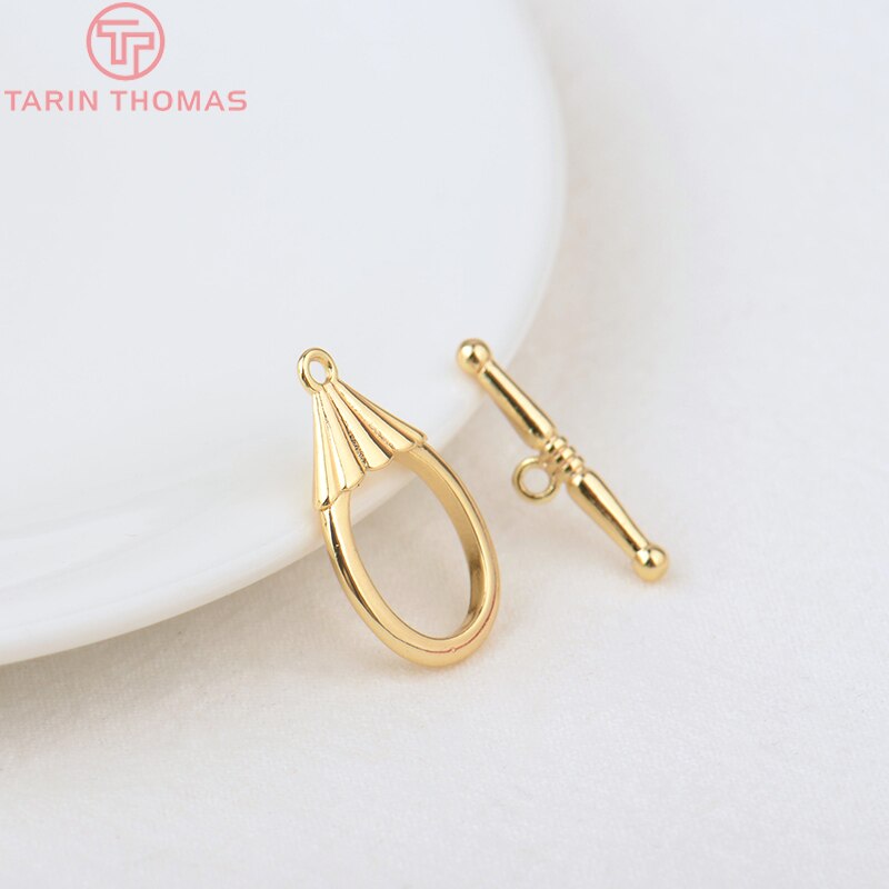 (3452)6 Sets 24K Gold Color Plated Brass Bracelet O Toggle Clasps High Quality Diy Jewelry Making Findings Accessories. 