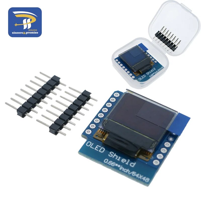 【Hey my home】0.66" inch For Wemos Oled IIC I2C LCD OLED Dispaly Shield Arduino Compatible For WeMos D1 Mini SSD1306 OLED Shield