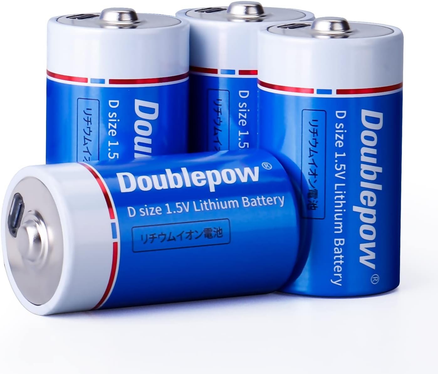 Doublepow Rechargeable 1.5V D/LR20/UM1 Size 7500mWh Lithium-ion Batteries with USB Type-C Port Direct Charging 1.5V D Li-ion Battery LR20 D Size Battery for Flashlight/Floodlight/Gas Stove - 2 Pieces. 