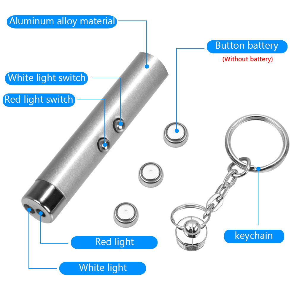 Multifunctional 2 In 1 Red Laser Pen New Beam Light Pointer Laser Mini LED Flashlight for Work Teaching Training Tool Keyring. 