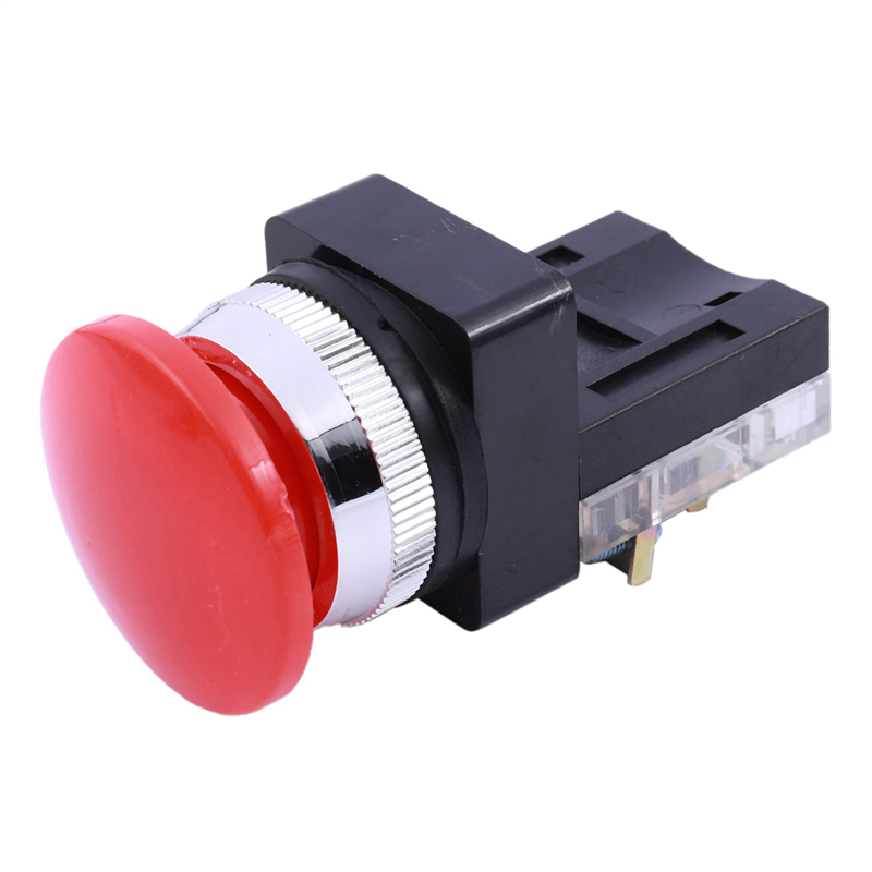 2X Red Green AC 250V 6A DPST Momentary Mushroom Head Push Button Switch