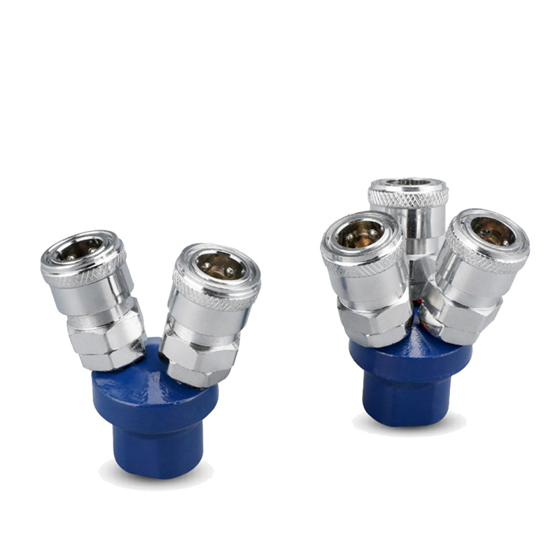1Set Quick Connector Air Compressor 2 Way 3 Way Multi Hose Coupler Fitting Round Three. 