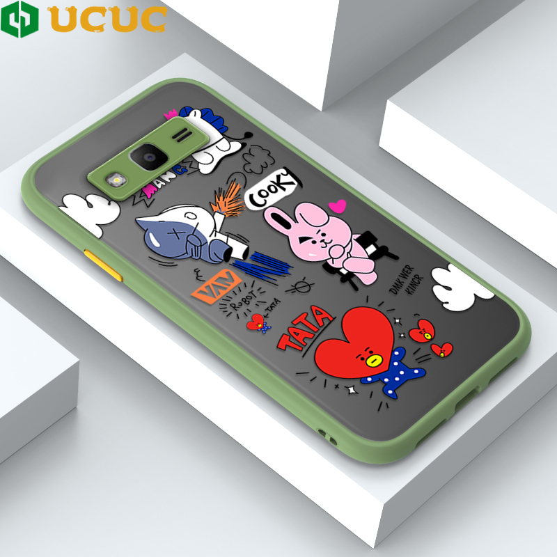 UCUC for Samsung Galaxy J2 Prime Back Cover BTS Anthropomorphic Image Frosted Transparent Hard Phone Case Thin Shockproof Full Cover Camera Protect Case. 