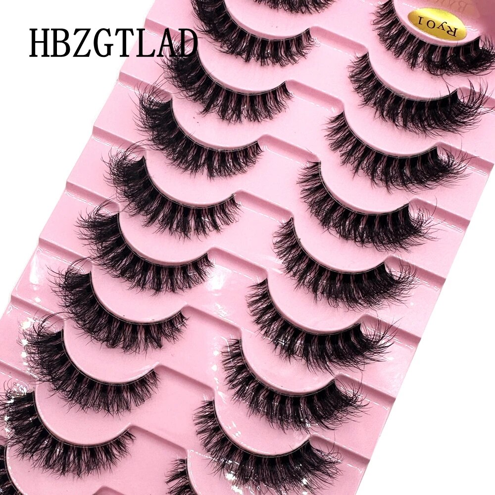 New 10 Pairs Mink Lashes 3D Mink Eyelashes Invisible Band Natural Black Mink False Eyelash Full Strip cilios Reusable Eye Lashes