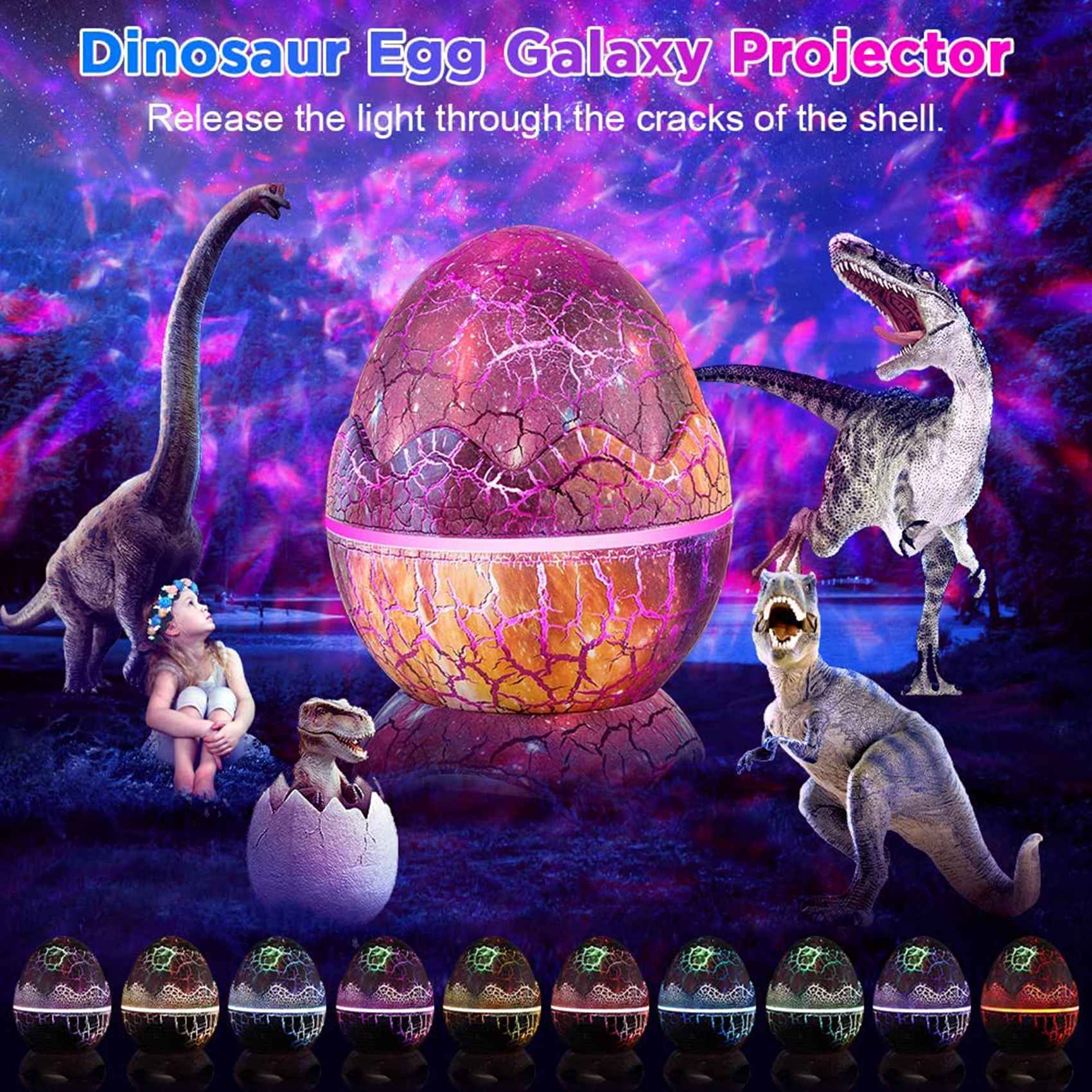 LED Star Projector Dinosaur Egg Galaxy Projector with Bluetooth Speaker with White Noise,for Gift Decor Party Theatre. 