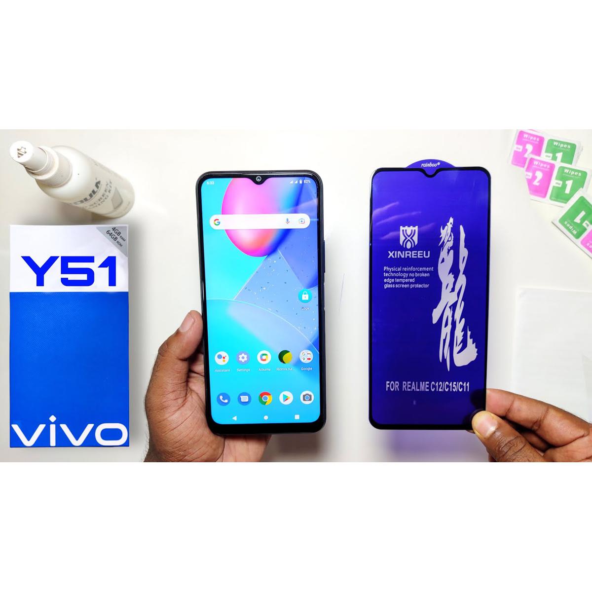 Vivo y51 Tempered Glass Screen Guard By gtel 11D Edge to Edge 9H....