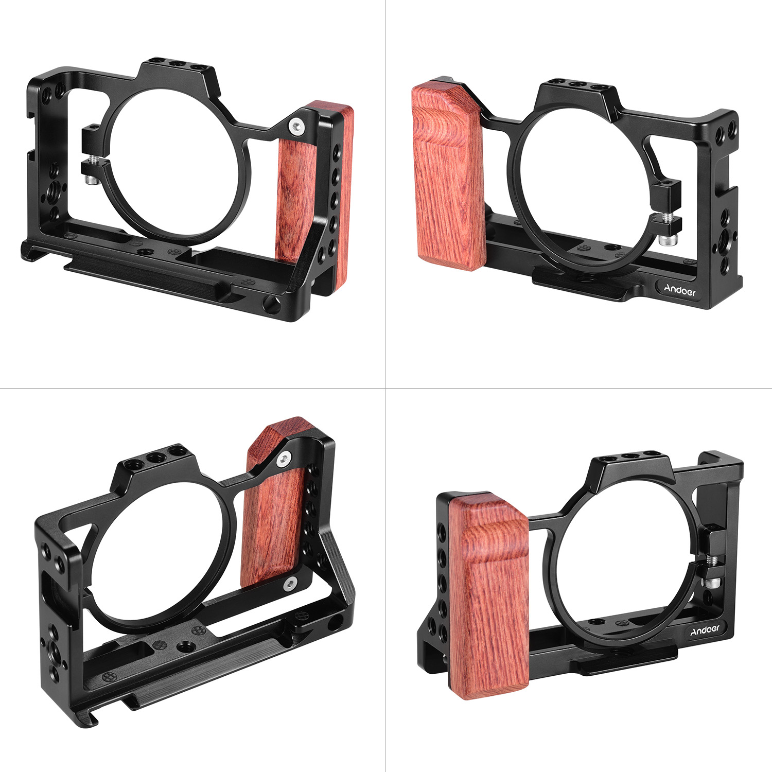 Camera Cage Compatible with Sony ZV1 Camera with Wooden Handle Grip Cold Shoe for Mounting Microphone LED Light. 
