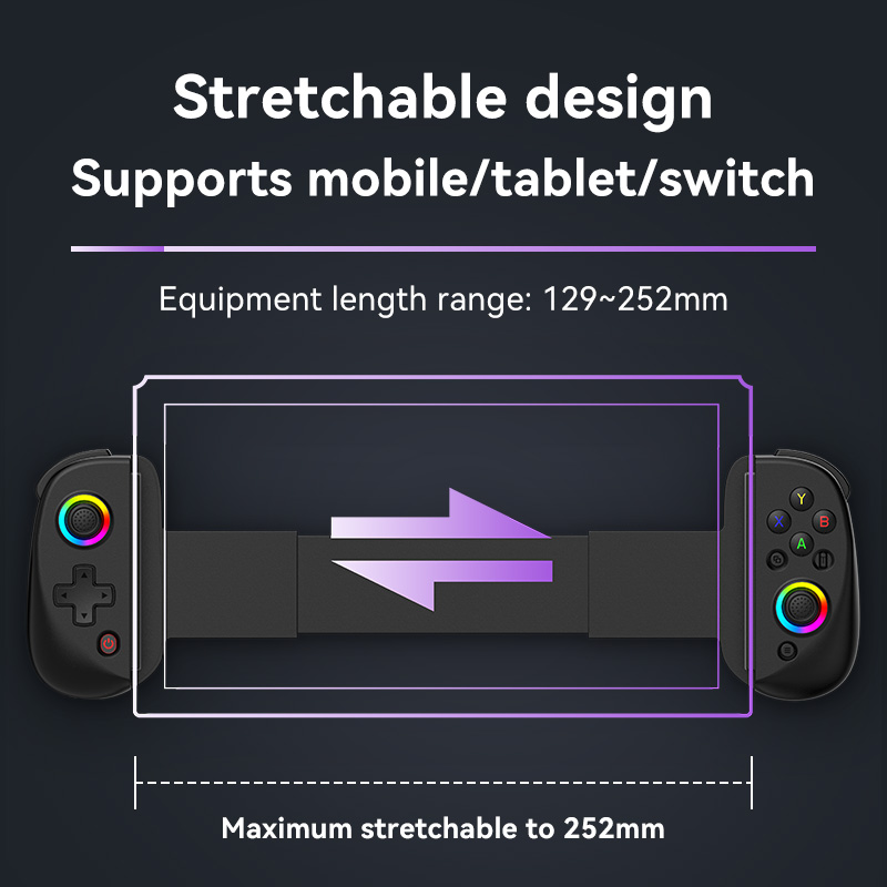 D8 Wireless Telescopic Game Controller with Turbo/6-axis Gyro/Vibration Gamepad Bluetooth5.2 For Android iOS PS3 PS4 Switch PC. 