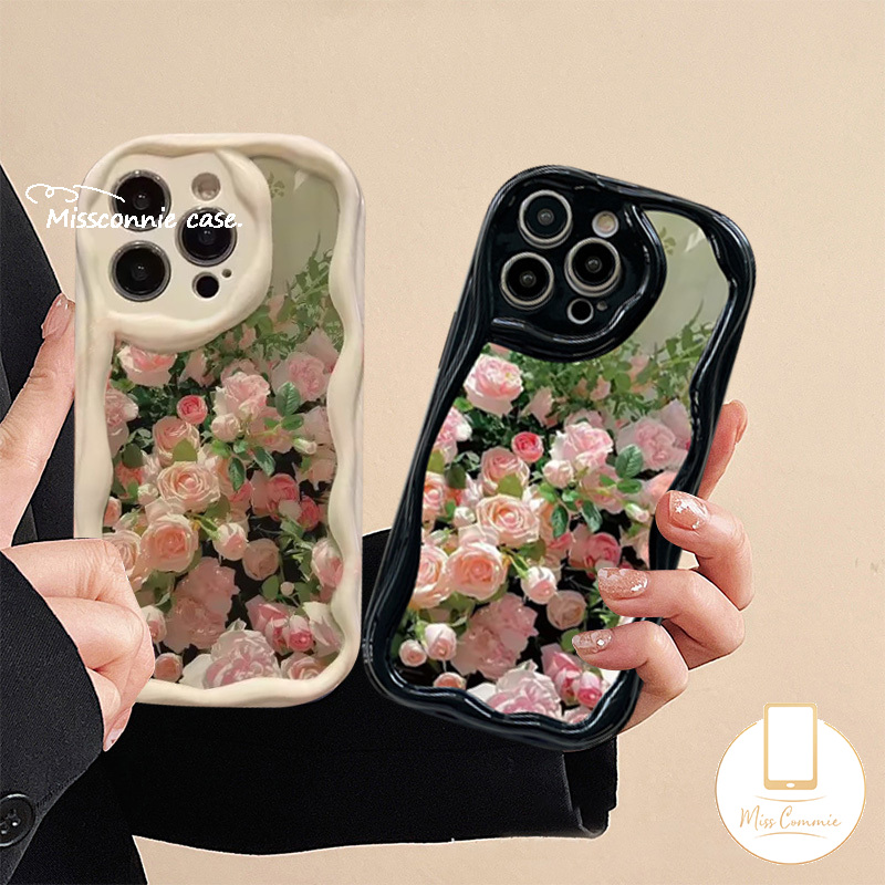MissConnie For Samsung A14 A50 A05 A24 A12 A13 A04s A05s A04 A50s A23 A34 A52 A51 A53 A54 A30s A10s A21s A11 A32 A04E A31 A02s A30 A52s A03s A20s Funny Dreamy Romantic Pink Fresh Flower 3D Wavy Curved Edge Soft Cover Couple Phone Case. 