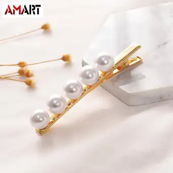 1 Pcs Women Shining Faux Pearl Hair Clips Hairpins Lady Barrette