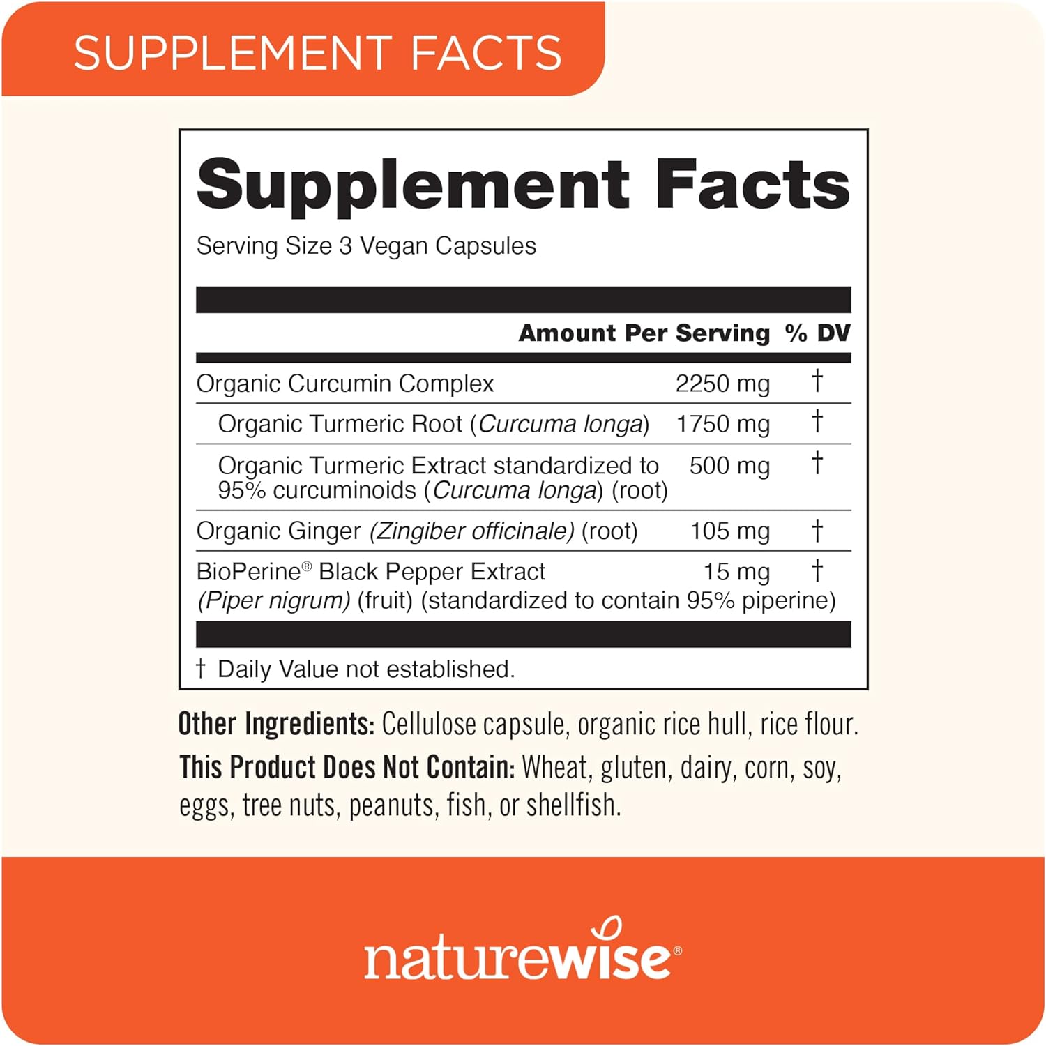 NatureWise Curcumin Turmeric 2250mg | 95% Curcuminoids & BioPerine Black Pepper Extract -90 counts. 