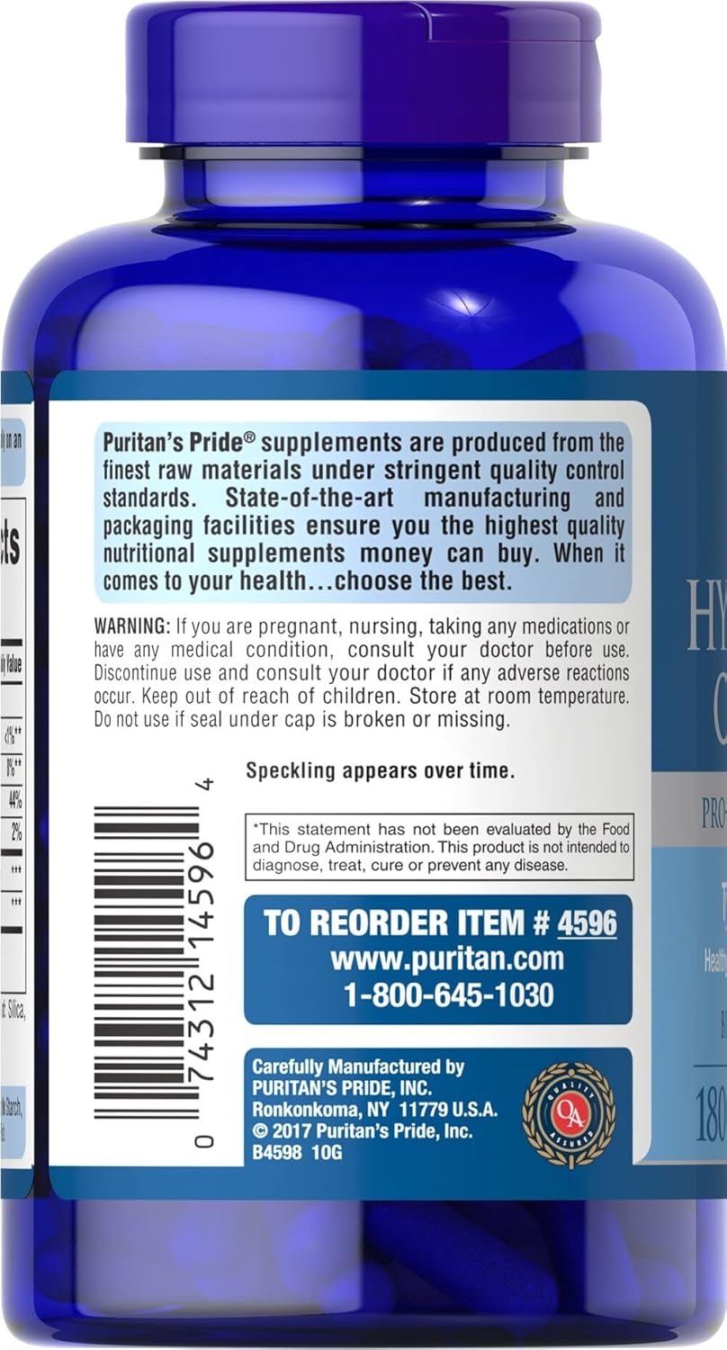 Puritan's Pride Hydrolyzed Collagen Pro-Structural Protein for Men and Women 1000mg, Dietary Supplement for Skin, Bones and Joints, 180 Caplets. 