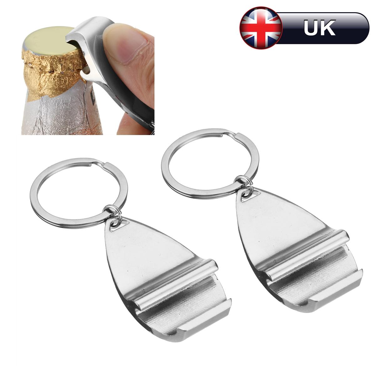 1 x Mini Silver Keychain Bottle Opener Metal Key Ring Beer Cap