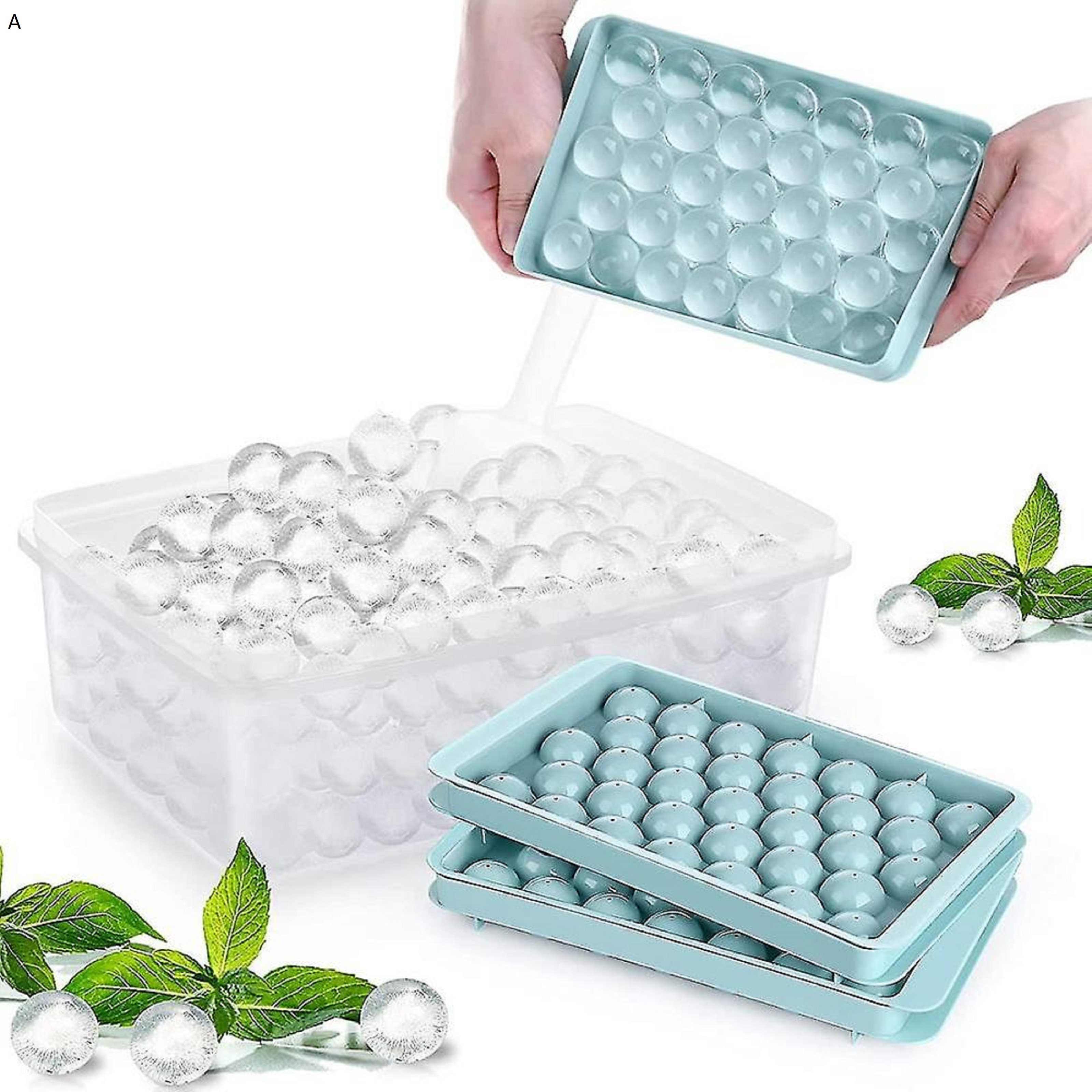 Ice Cube Mold Leak Proof Non-stick  No Residue Circle Ice Cube Tray for Freezer Happy Living. 