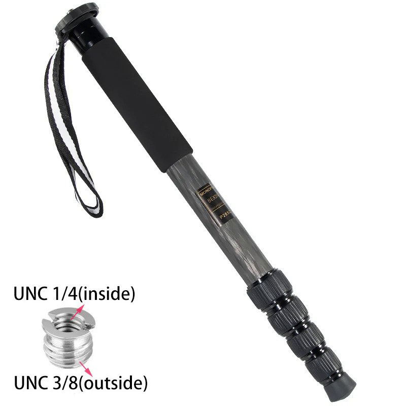 BEXIN P285C Light Professional Carbon Fiber Portable Travel Monopod Bracket Can Stand withTripod Ballhead for Digital SLR Camera. 