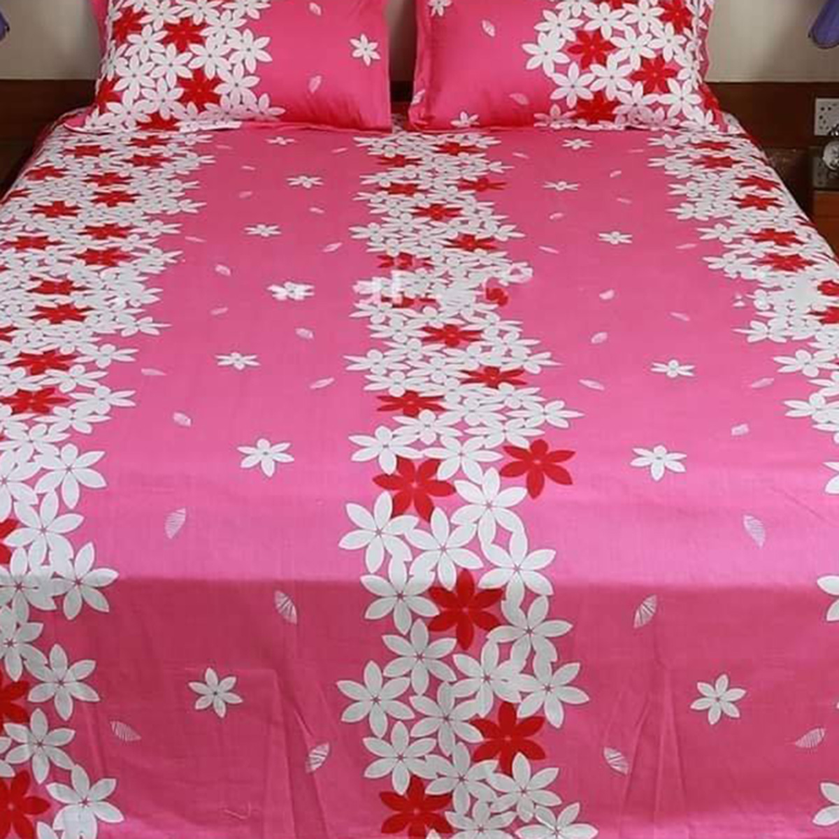 Double Size Cotton Bed Sheet With Matching 2 Pillow Covers - Multicolor Elegance - Elevate Your Bedding Setup with Style and Comfort. 