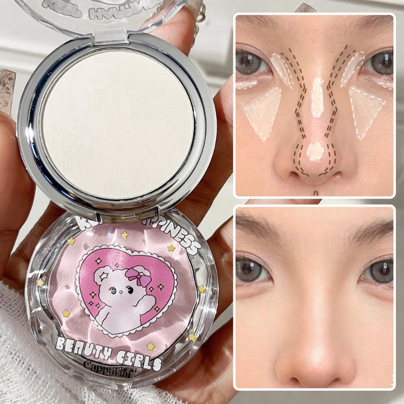 Cappuvini Bear Soft Focus HighLighter Matte Mist Powder Controls Shine & Smooths Complexion Highlighting Powder. 