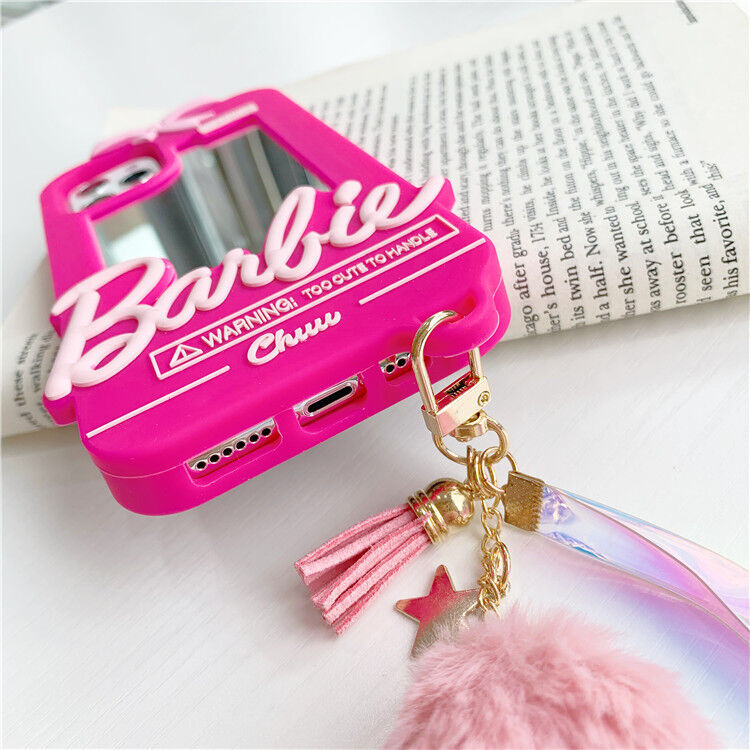 New 3D Barbie Mirror iPhone 11 Protective Cartoon Silicone Apple Phone Case Suitable. 
