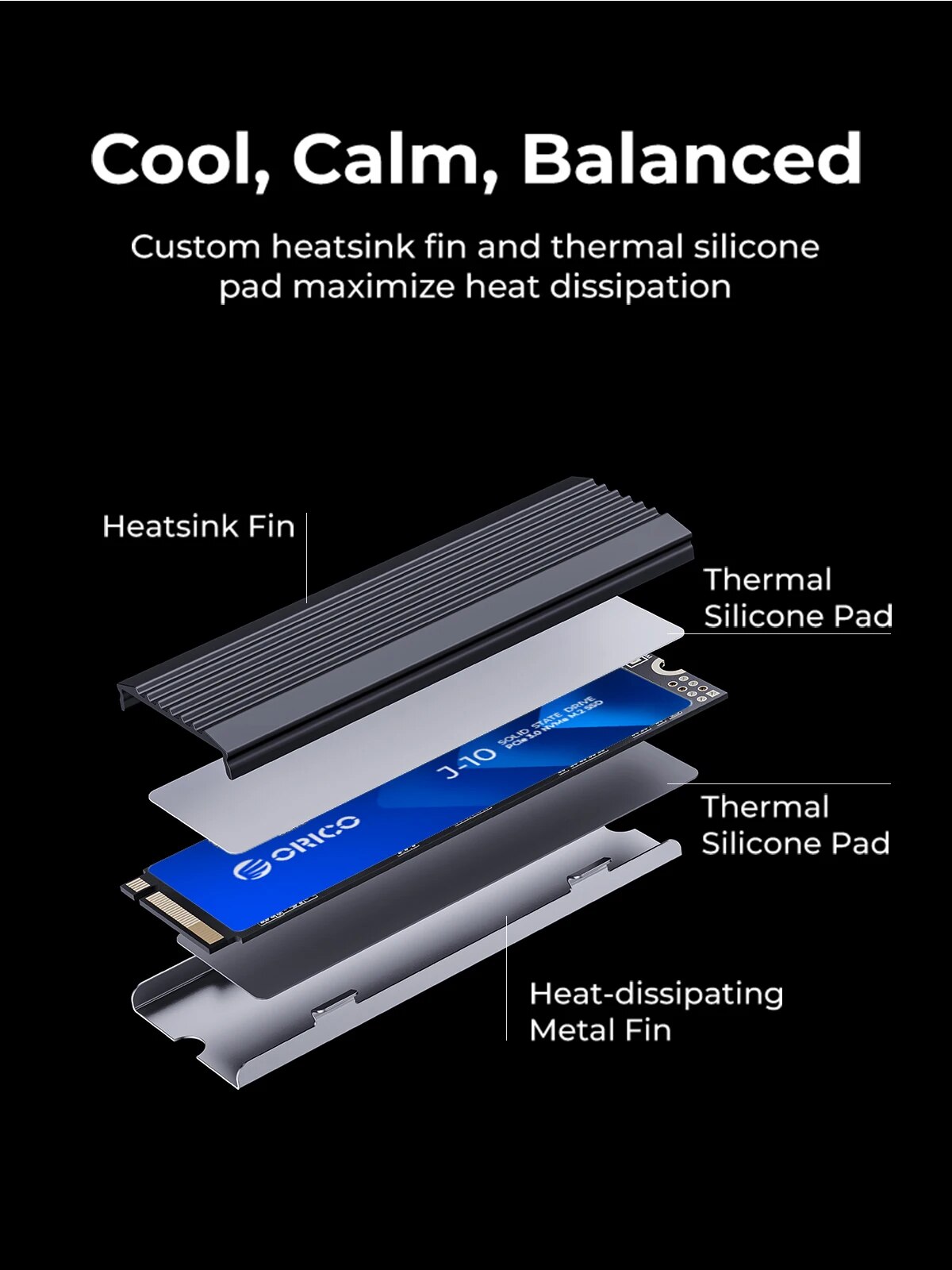 ORICO M.2 SSD M2 NVMe SSD PCIe 3.0 SSD NVMe Gen3 x4 SSD M.2 M Key 2280mm Internal Solid State Drive 1TB 2TB 4TB w/ Cooling Vest. 