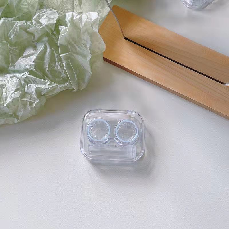 Sandalwood Purple Eye with No Twist Cap, High Grade Transparent Visible Cool Wind, Simple and Portable Contact Lens Box. 