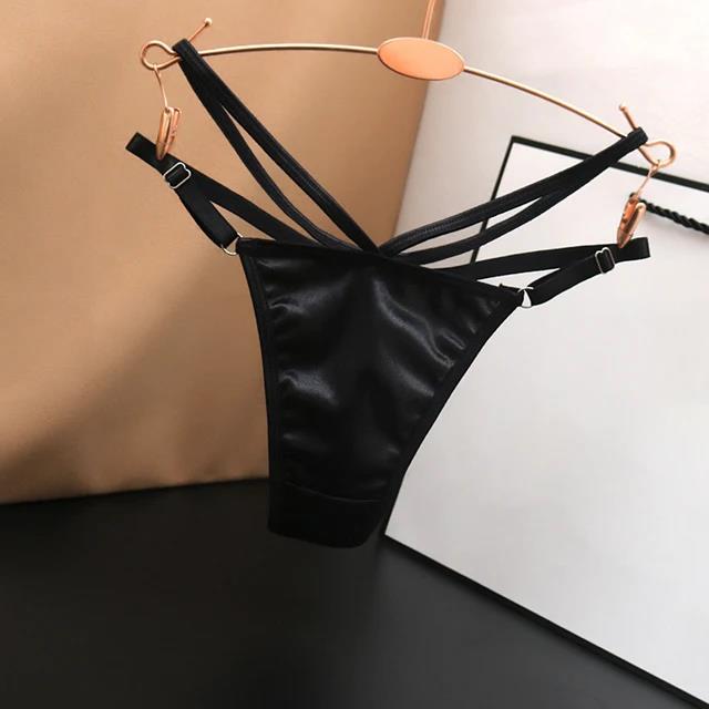 1pc Women's Briefs Shorts Satin G-Strings T-Back Thongs Silky Underwear Lingerie Low Waist Female Panties
