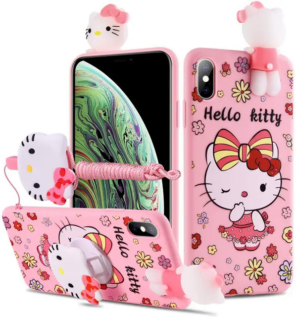 【Pioneer Gong】Hello Kitty For Samsung Galaxy A10s A20s A30 A50 A70 A12 A11 A71 A51 A52 A22 A02s A32 A72 A13 A53 A03s A14 Case With Holder Rope. 