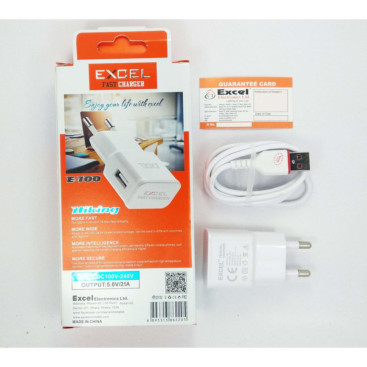 Excel Fast Charger 2.1A Smart Phone Charger 14W-Micro