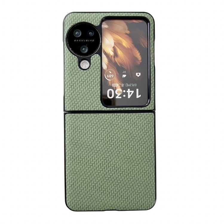 For OPPO Find N3 Flip Weave Texture PC Phone Case(Green)