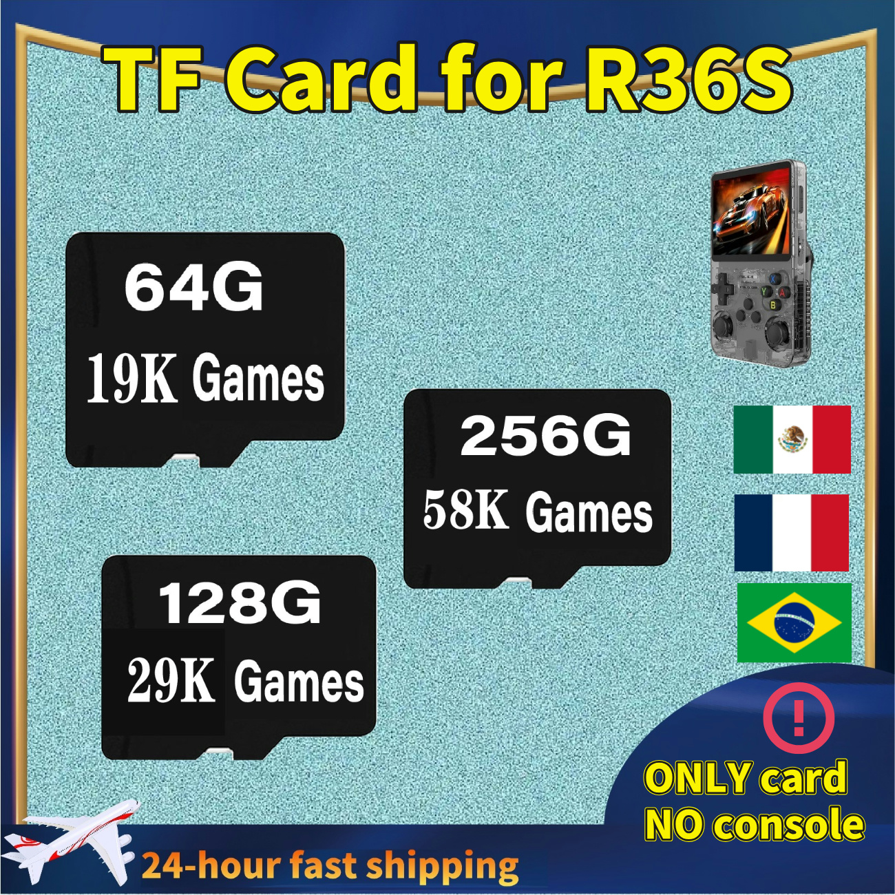 For R36S Retro Handheld Video Game Console TF Card Memory Card Linux System Portable Pocket Video Player 256G 58000 Games