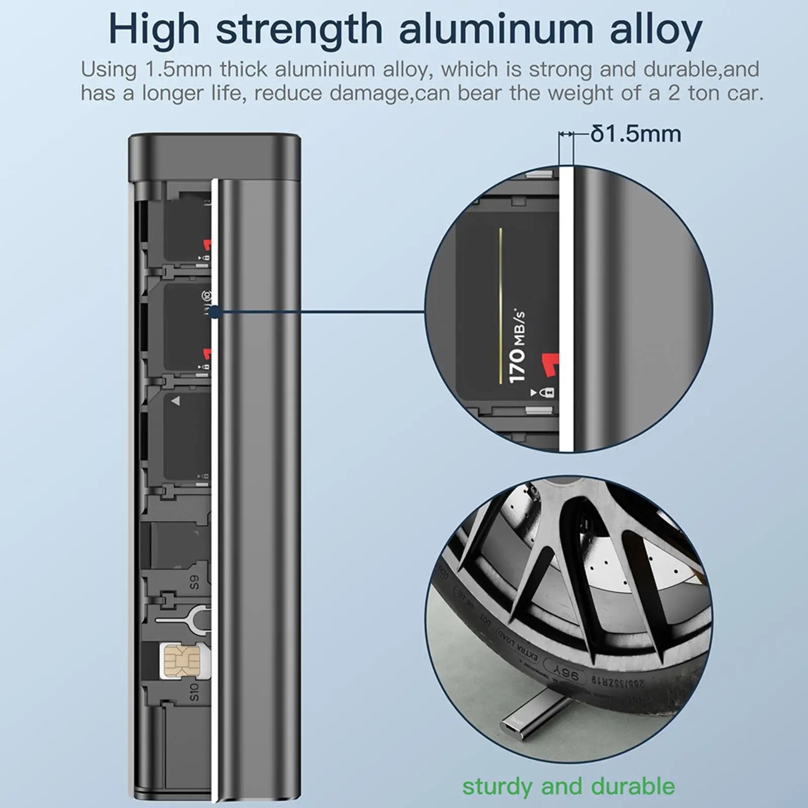 BUDI 30 Slots SD/Micro SD/SIM Card Case Holder Multi-function Phone Card Organizer Storage Box Holder Alloy Aluminum. 