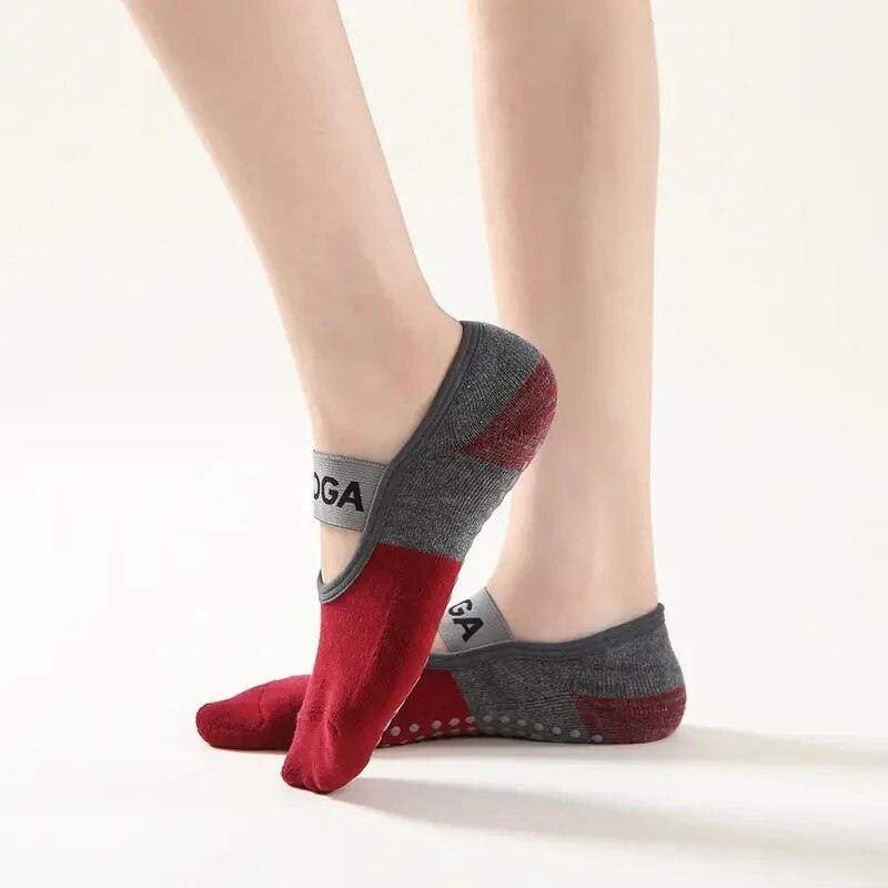 Professional Women Anti-slip Yoga Socks Backless Bandage Pilates Socks Ladies Ballet Dance Fitness Slipper Cotton Sports Socks