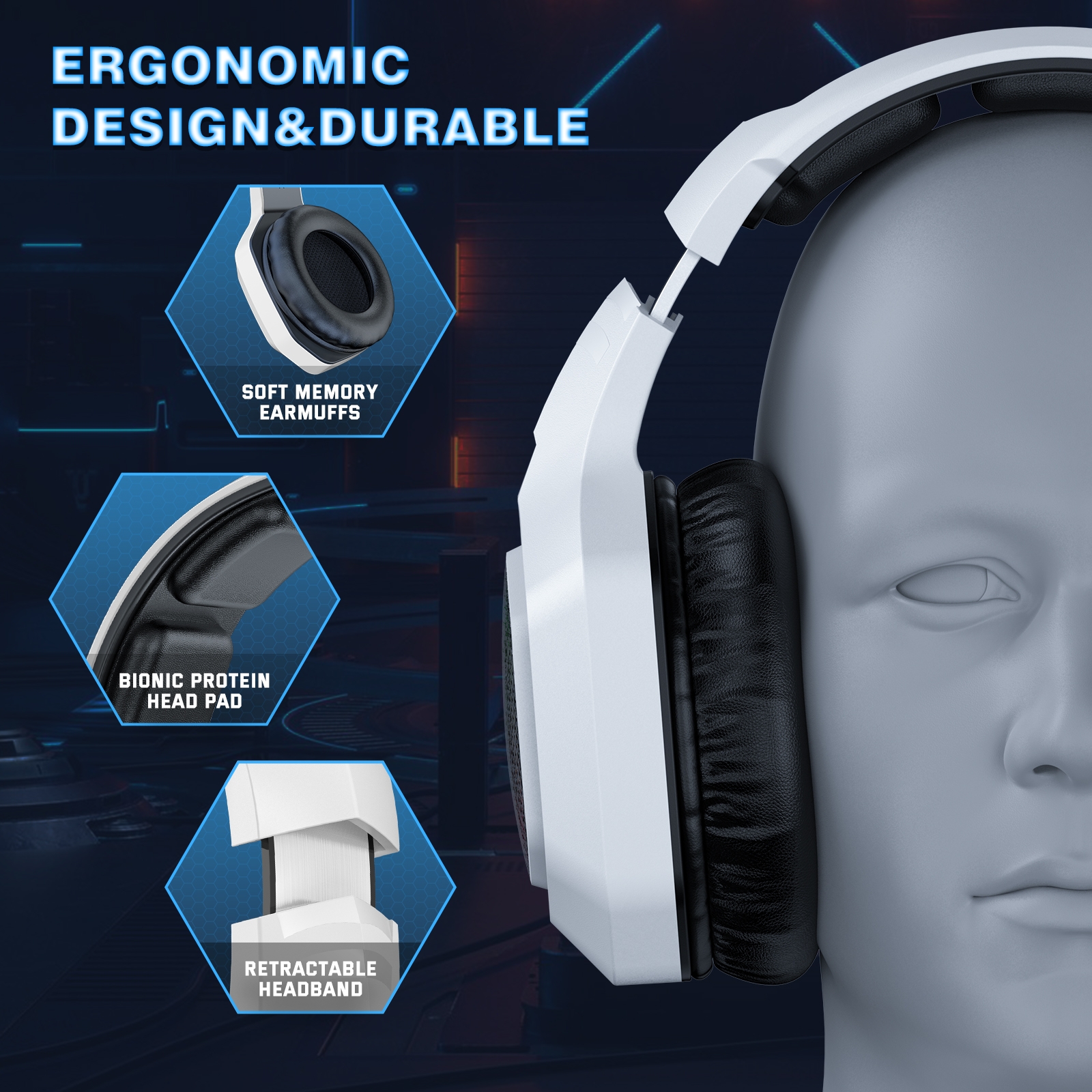 ONIKUMA B100 Bluetooth 5.3 Wireless Bluetooth Headphone with Microphone. 