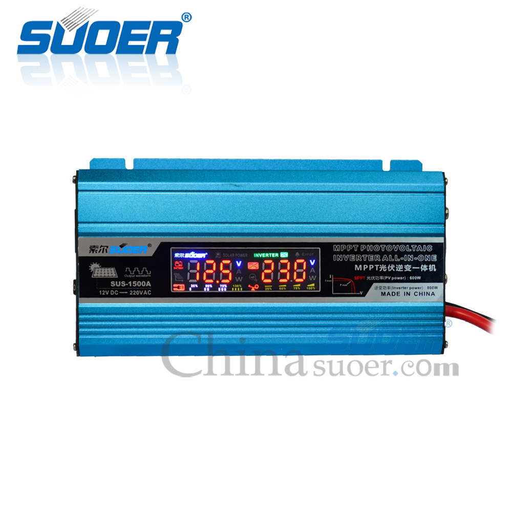 SUOER SUS-1500A 1000VA MPPT Mini Solar Power Hybrid Inverter Modified Sine Wave Output. 