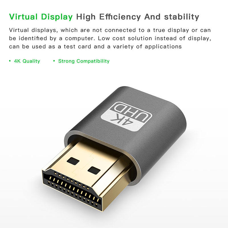 Headless Ghost DDC EDID Dummy Plug Virtual Display Emulator Adapter HDMI. 
